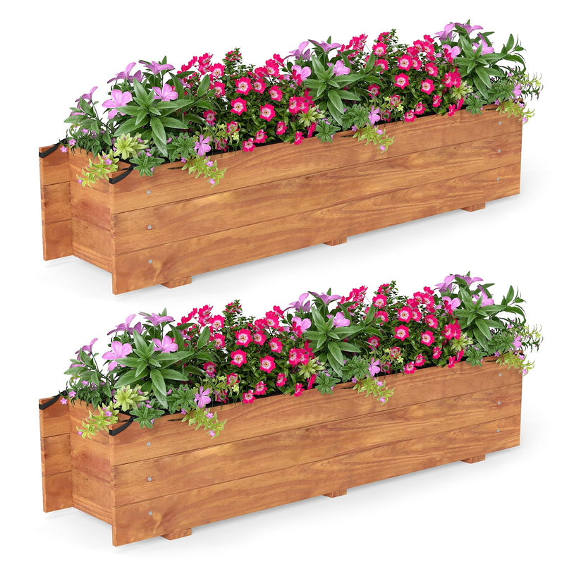 Giantex Wood Raised Garden BedRectangular Planter Box w/Drainage Hole