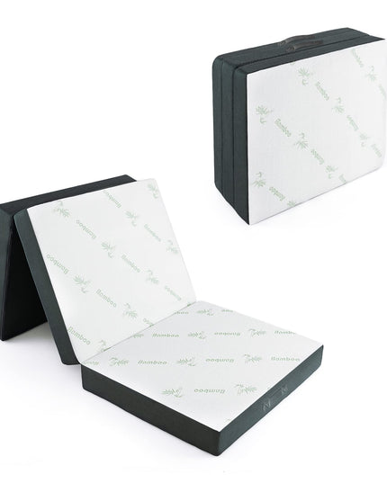Giantex 4-Inch Tri Folding Mattress, Foam Mattress Topper with Bamboo Fiber Cover (Cot)