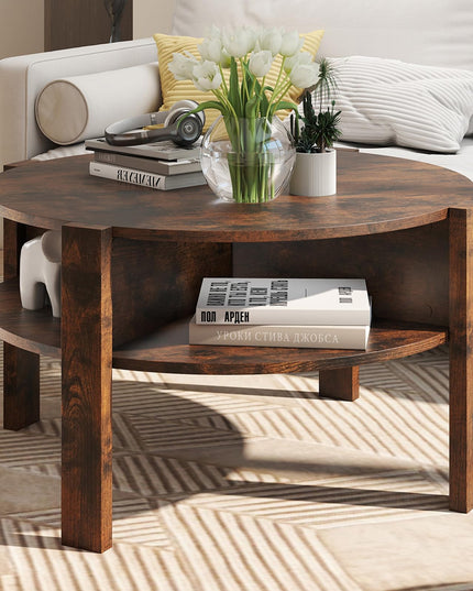 Giantex Round Coffee Table with Storage Shelves
