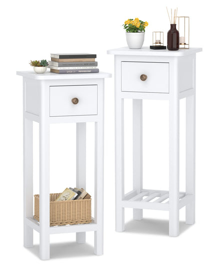Small End Table | Wooden Slim Side Table for Small Space