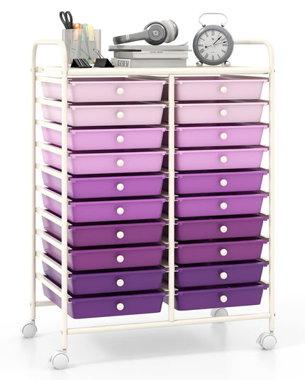 Giantex Storage Drawer Carts, 20-Drawer Organizer, Utility Cart on Wheels