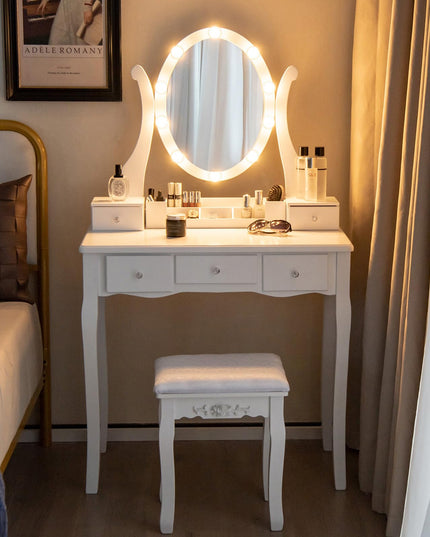 CHARMAID Vanity Desk with Lighted Mirror