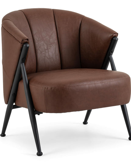 Giantex Mid Century Modern Accent Chair w/Curved Backrest & Wide Seat