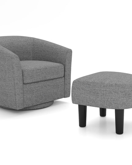 Giantex Swivel Accent Chair with Ottoman, Modern Barrel Club Chair w/Footrest