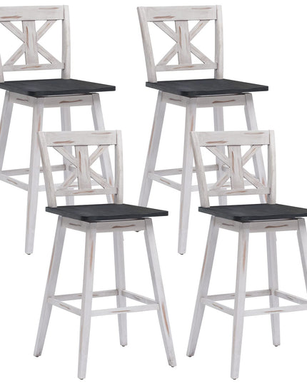 360 Degree Rubber Wood Bar Chairs, Vintage Bar Stools for Home, Restaurant & Pub