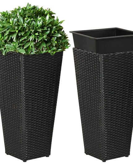 Giantex Tall Planters Set of 2 24”H Tapered Rattan Planter
