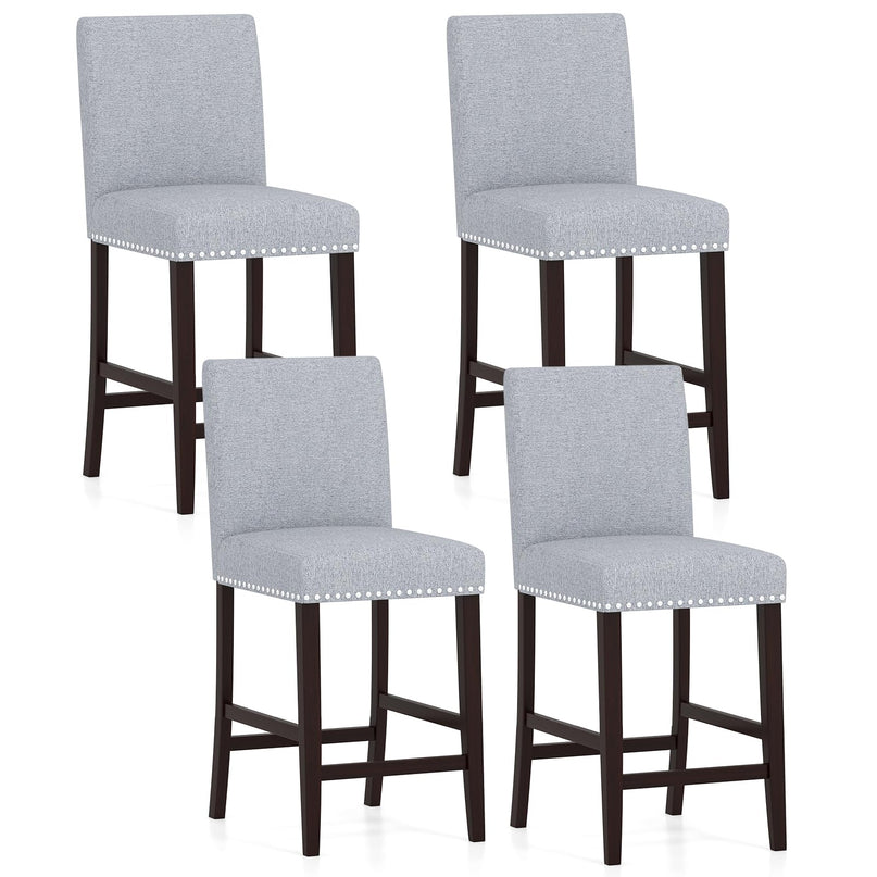 Giantex Modern Bar Stools Set of 2/4 26" Upholstered Counter Height Bar Stools