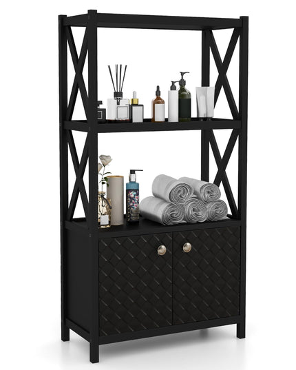 Giantex Storage Cabinet, Freestanding Storage Organizer with Open Shelves, Double Doors