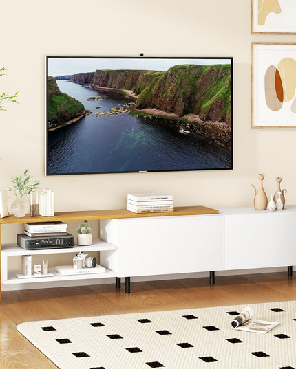 Meuble TV Giantex pour téléviseurs jusqu'à 80 pouces | Meuble de divertissement blanc avec rangements