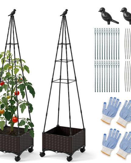 Giantex Raised Garden Bed with Wheels & Tomato Cage