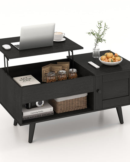 Giantex Lift Top Coffee Table, Modern Cocktail Table with Hidden Compartment, Open Shelf & Cabinet