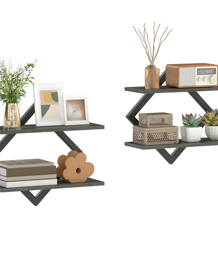 GIANTEX 2-Pack Diamond Shaped Floating Shelves for Wall
