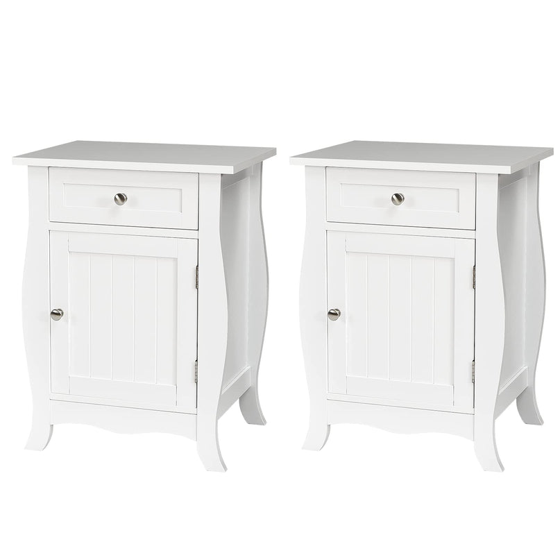 Giantex End Table Accent Storage Floor Cabinet, Wooden Nightstand with Drawer