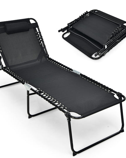 Giantex Patio Lounge Chair Folding Tanning Chair, Sunbathing Chaise Lounge W/Removable Headrest