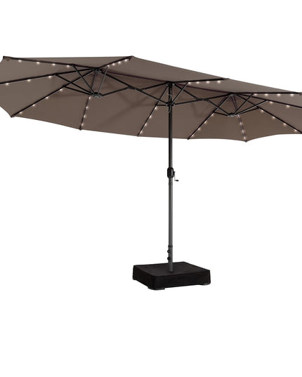 15ft Large Outdoor Umbrella Double-Sided, 48 Solar Lights, Auto-Charging Solar Panel