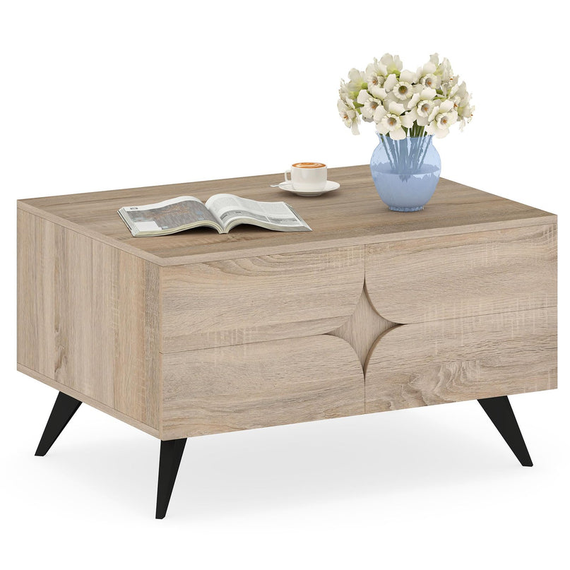 Giantex Mid Century Modern Coffee Table with Storage Accent Cocktail Table