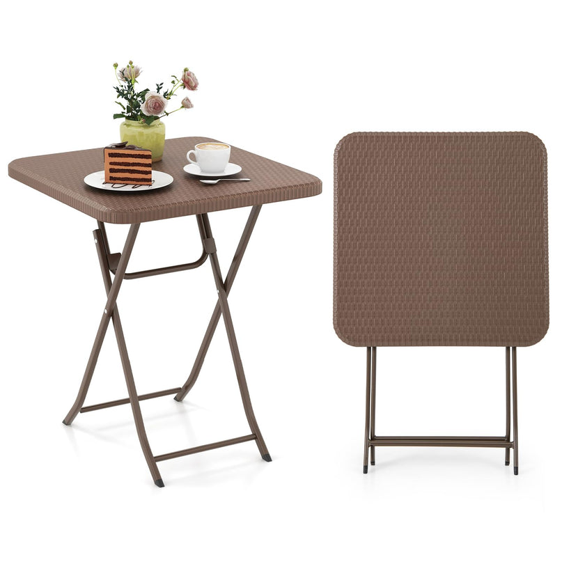Giantex 23.5" Square Folding Table, HDPE Foldable Patio Bistro Table for 2-4, Indoor Outdoor Use