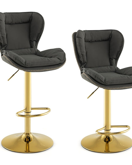 Giantex Adjustable Bar Stool Set of 2, PU Leather Bar Chairs with Padded Seat