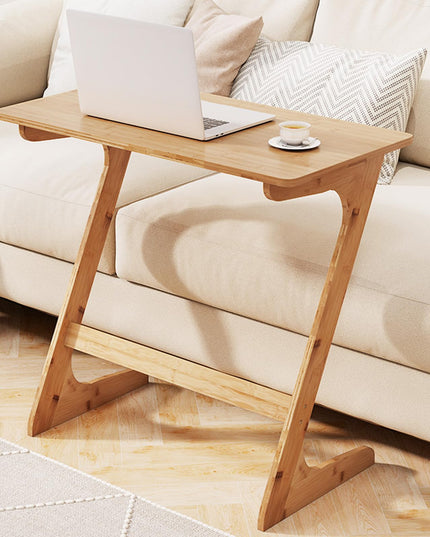 Giantex Bamboo TV Tray Table, Z Shaped Sofa Couch Side Table for Eating Snacks Coffee Laptop
