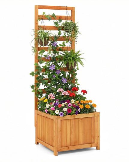 Jardinière surélevée en bois avec treillis Giantex pour l'extérieur