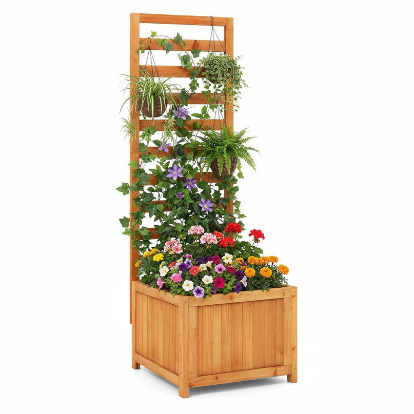 Jardinière surélevée en bois avec treillis Giantex pour l'extérieur