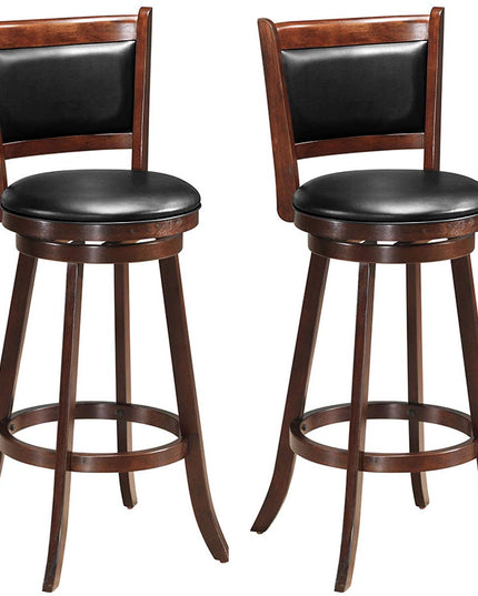 Giantex Accent Wooden Swivel Back Counter Height Bar Stool, Fabric Upholstered Design