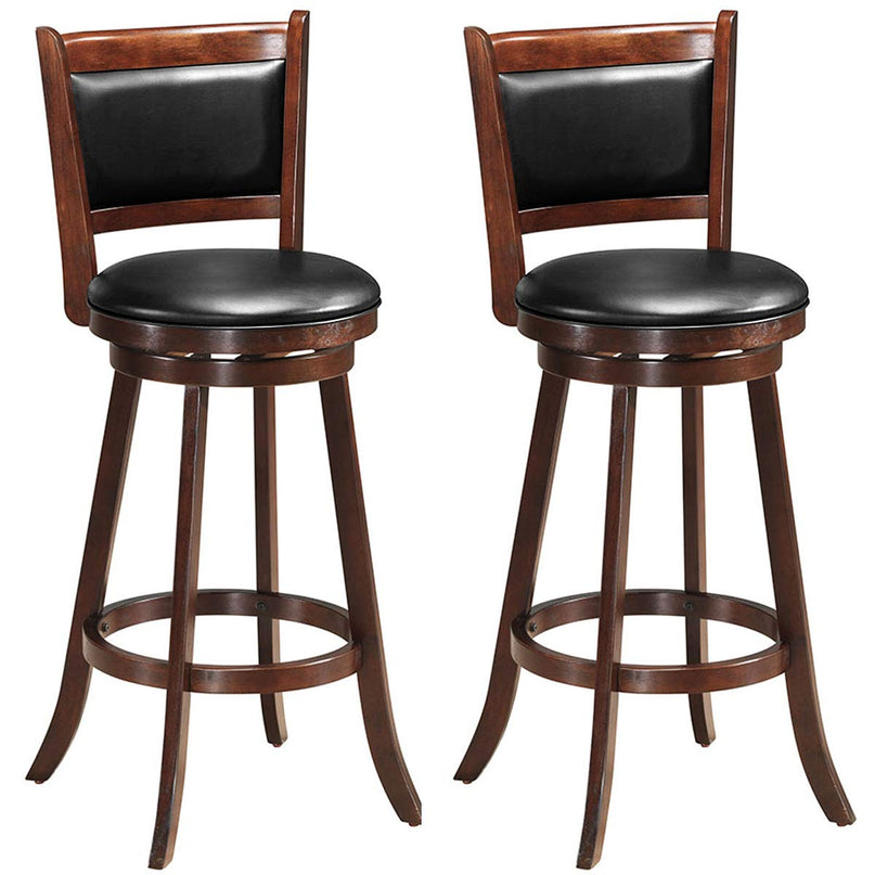 Giantex Accent Wooden Swivel Back Counter Height Bar Stool, Fabric Upholstered Design