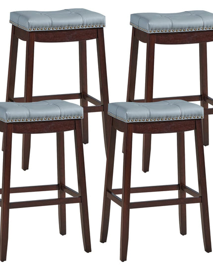 Backless Counter Stool with Footrest, Soft Seat Cushion