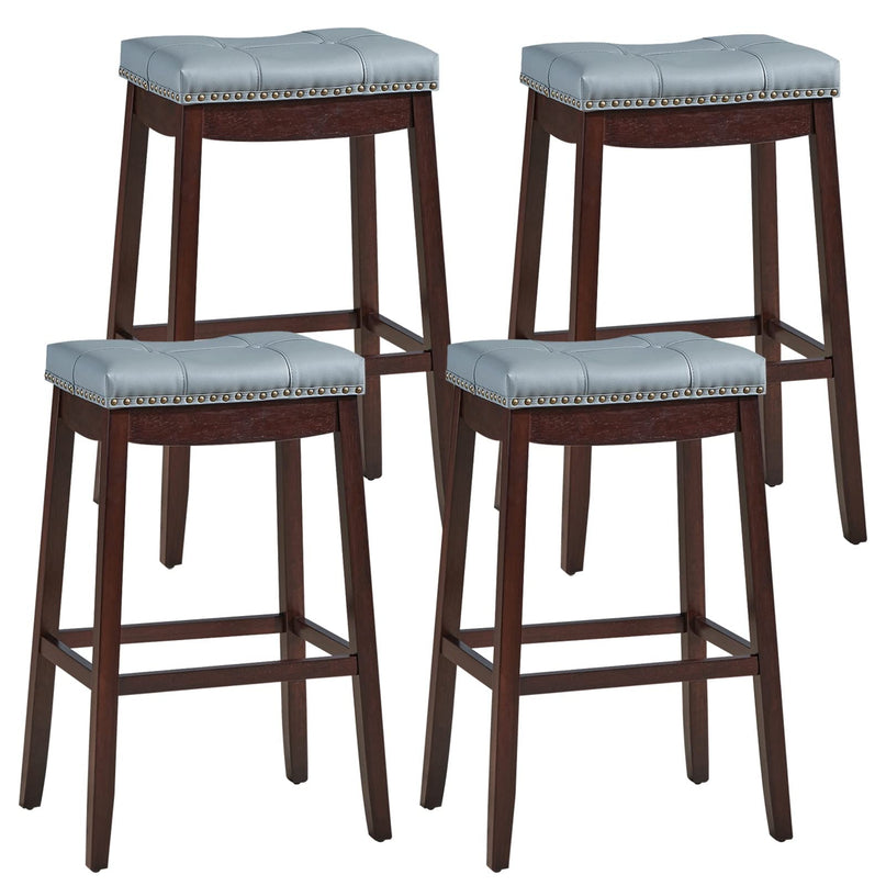 Backless Counter Stool with Footrest, Soft Seat Cushion