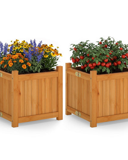 GIANTEX 15" Folding Wooden Planter Box with Removable Bottom