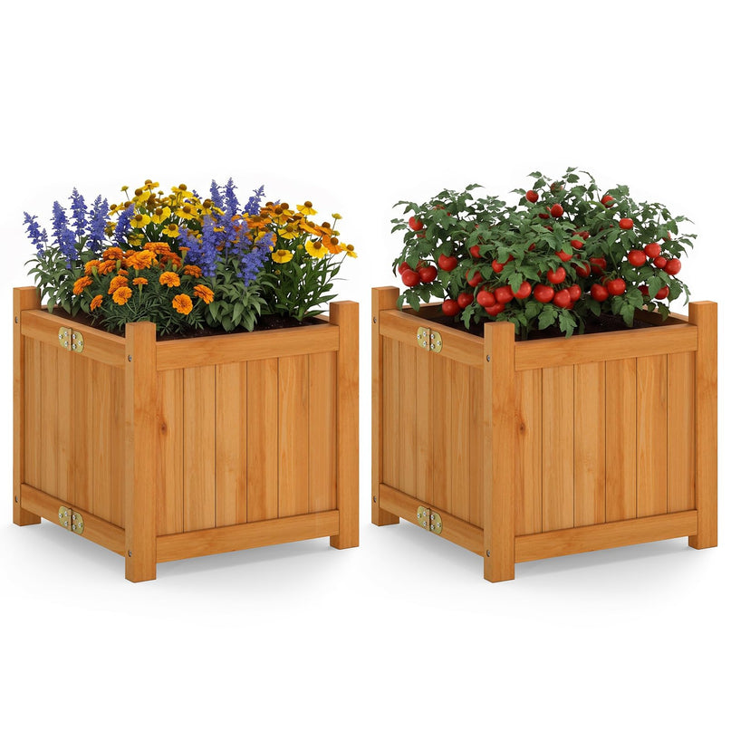 GIANTEX 15" Folding Wooden Planter Box with Removable Bottom