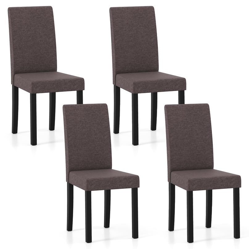Giantex Upholstered Dining Chair Set of 2/4 with Rubber Wood Legs