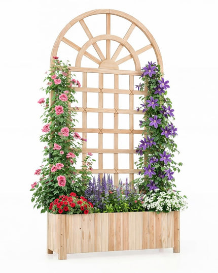 Jardinière surélevée d'extérieur en bois de sapin Giantex 71" avec treillis et trous de drainage