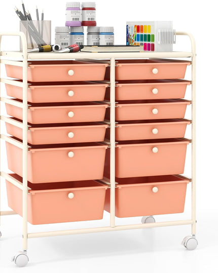 Giantex 12 Drawer Rolling Storage Cart Tools Scrapbook Paper Office School Organizer