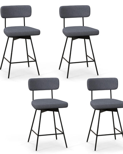 Giantex Swivel Bar Stools,  Upholstered Bar Height Bar Chairs w/Padded Seat & Backrest