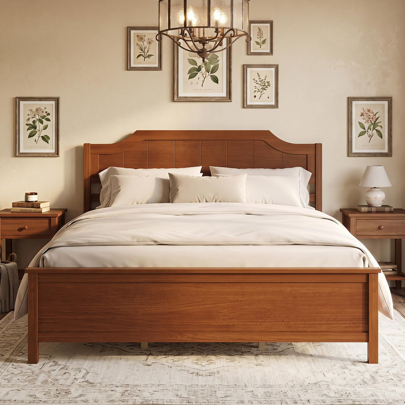 GIANTEX Twin/Full/Queen/King Size Wooden Bed Frame with Headboard