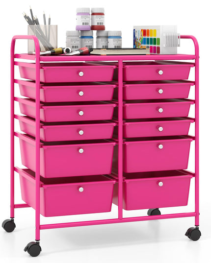 Giantex 12 Drawer Rolling Storage Cart Tools Scrapbook Paper Office School Organizer
