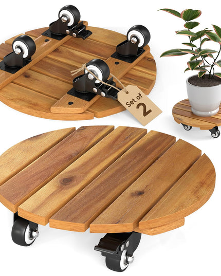 Giantex 2/4 Pcs Plant Caddy with Wheels