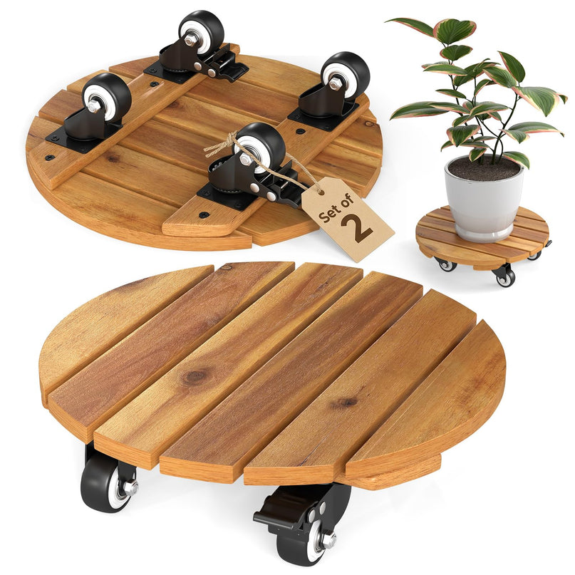 Giantex 2/4 Pcs Plant Caddy with Wheels
