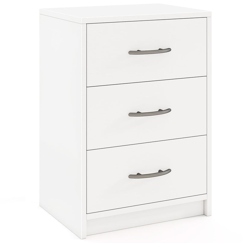 Giantex Nightstand with 3 Drawers, Modern Night Stand with Storage Drawers, White