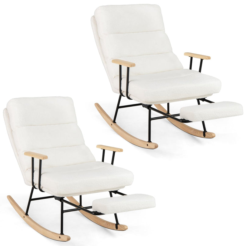 Giantex Rocking Chair Nursery Teddy Upholstered Rocker Chair