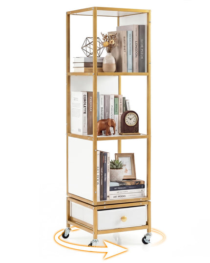 Giantex 360° Spinning Corner Book Shelf Tower