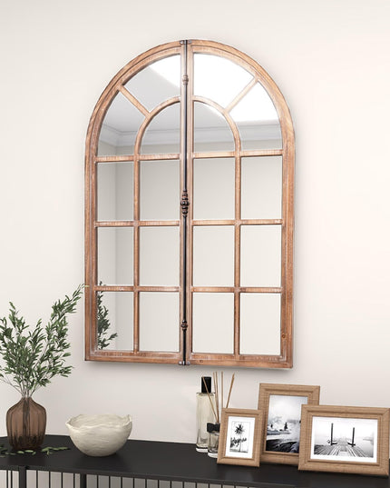 CHARMAID Farmhouse Arch Wall Mirror - 34"x24" Arched Window Pane Mirror
