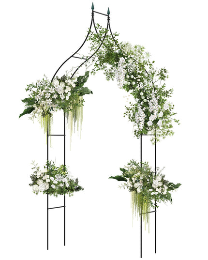 Giantex Metal Garden Arbor Wedding Arch, 9.5 FT Wedding Arbor for Ceremony, Pergola Arbor for Climbing Plant Roses Vines