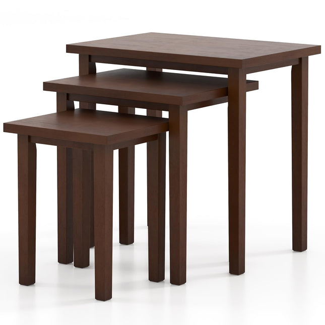 Giantex Lot de 3 tables gigognes, tables d'appoint empilables style ferme avec pieds en caoutchouc
