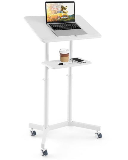 Giantex Mobile Laptop Podium, Height Adjustable Standing Desk with Storage Tray