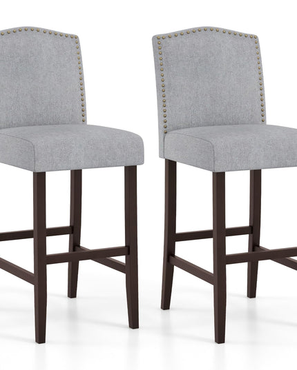 Giantex 30" Bar Stools Set of 2/4, Upholstered Bar Height Bar Chairs with Back & Rubber Wood Legs