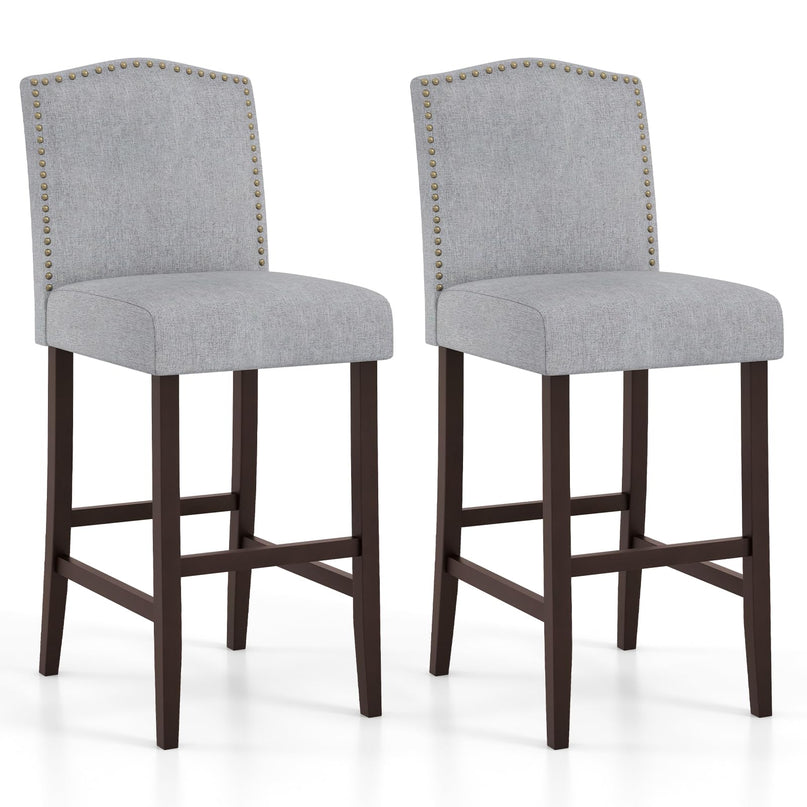 Giantex 30" Bar Stools Set of 2/4, Upholstered Bar Height Bar Chairs with Back & Rubber Wood Legs