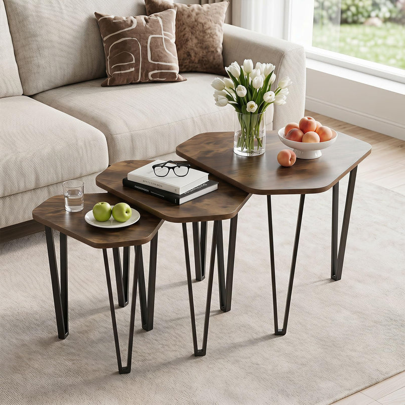 Giantex Nesting Coffee Tables Set of 3 for Living Room & Apartment