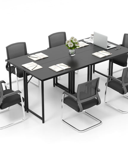 Giantex 6.5 FT Small Conference Table, 2 PCS 40" x 19.5" Rectangular Meeting Table with Heavy-Duty Metal Frame